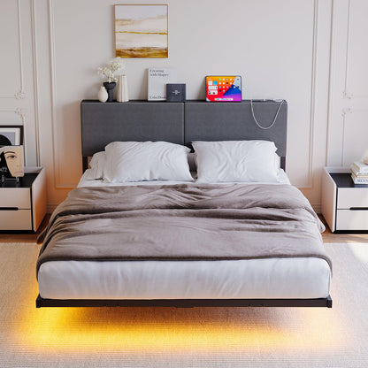 Pat HOMERECOMMEND 120 x 200 cm LED cu statie incarcare si depozitare