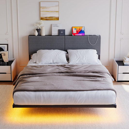 Pat HOMERECOMMEND 120 x 200 cm LED cu statie incarcare si depozitare