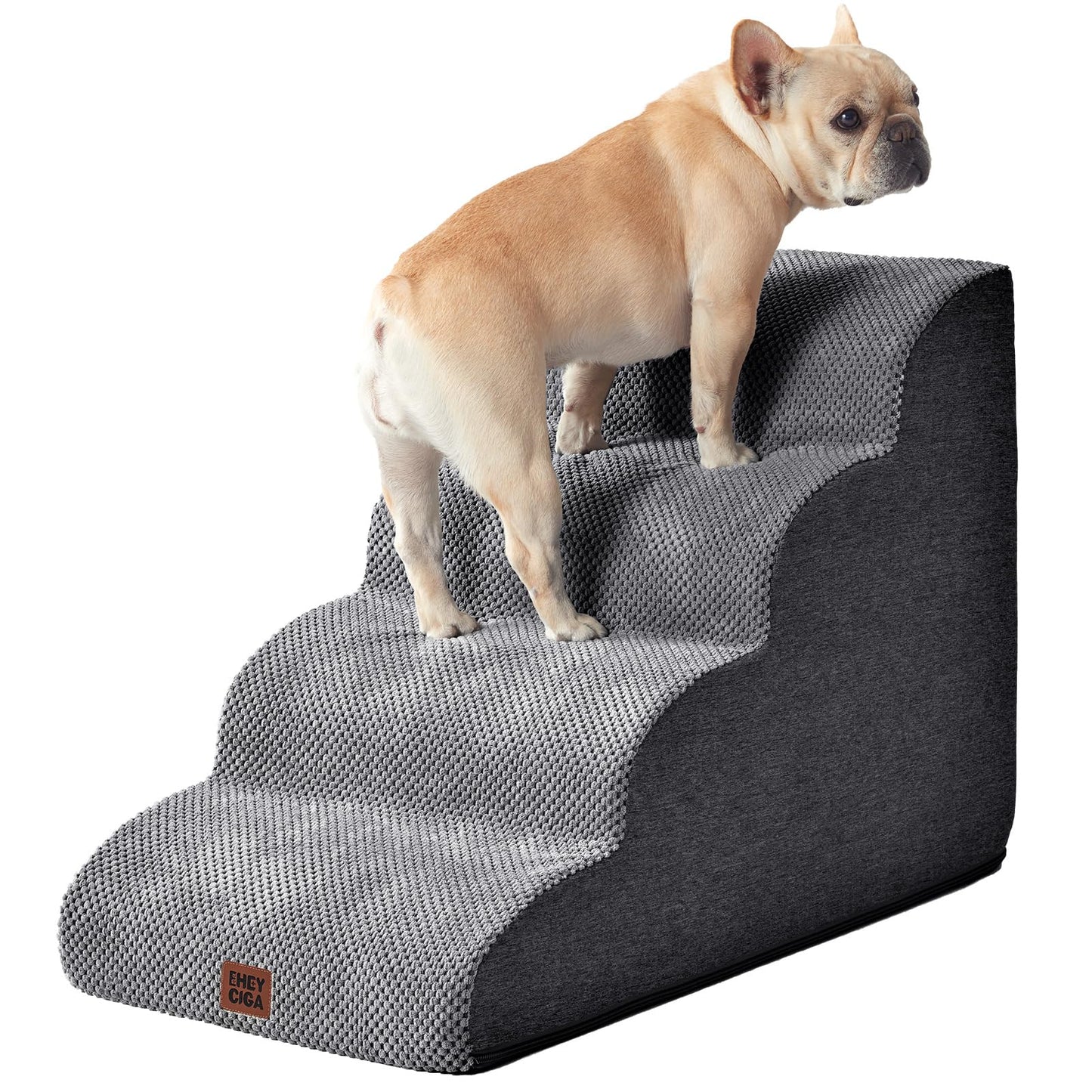 Scara pentru caini EHEYCIGA 4-Step 4 trepte fleece gri