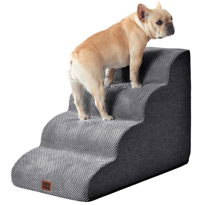 Scara pentru caini EHEYCIGA 4-Step 4 trepte fleece gri