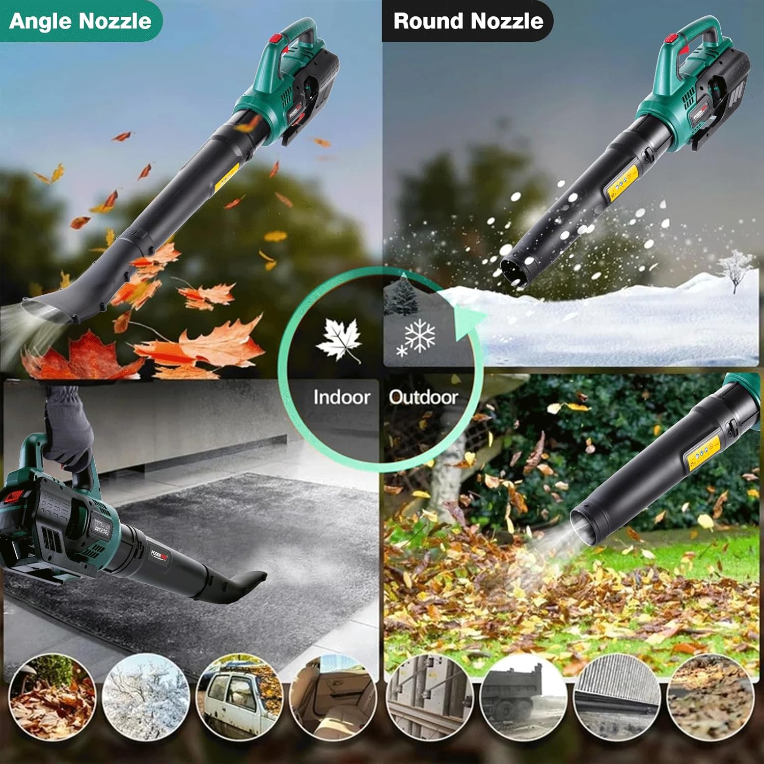 POSENPRO Battery Leaf Blower 20 V, Leaf Blower Battery 155 km/h 480 m³/h, Max 23000 RPM, Battery Blower Leaf Blower 2-Speed, Leaf Blower with 4000 mAh Battery and Charger, for Garden, Lawn Care, Snow