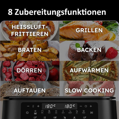 Friteuza cu aer cald Haier cu 2 camere, 11 L, 9 portii