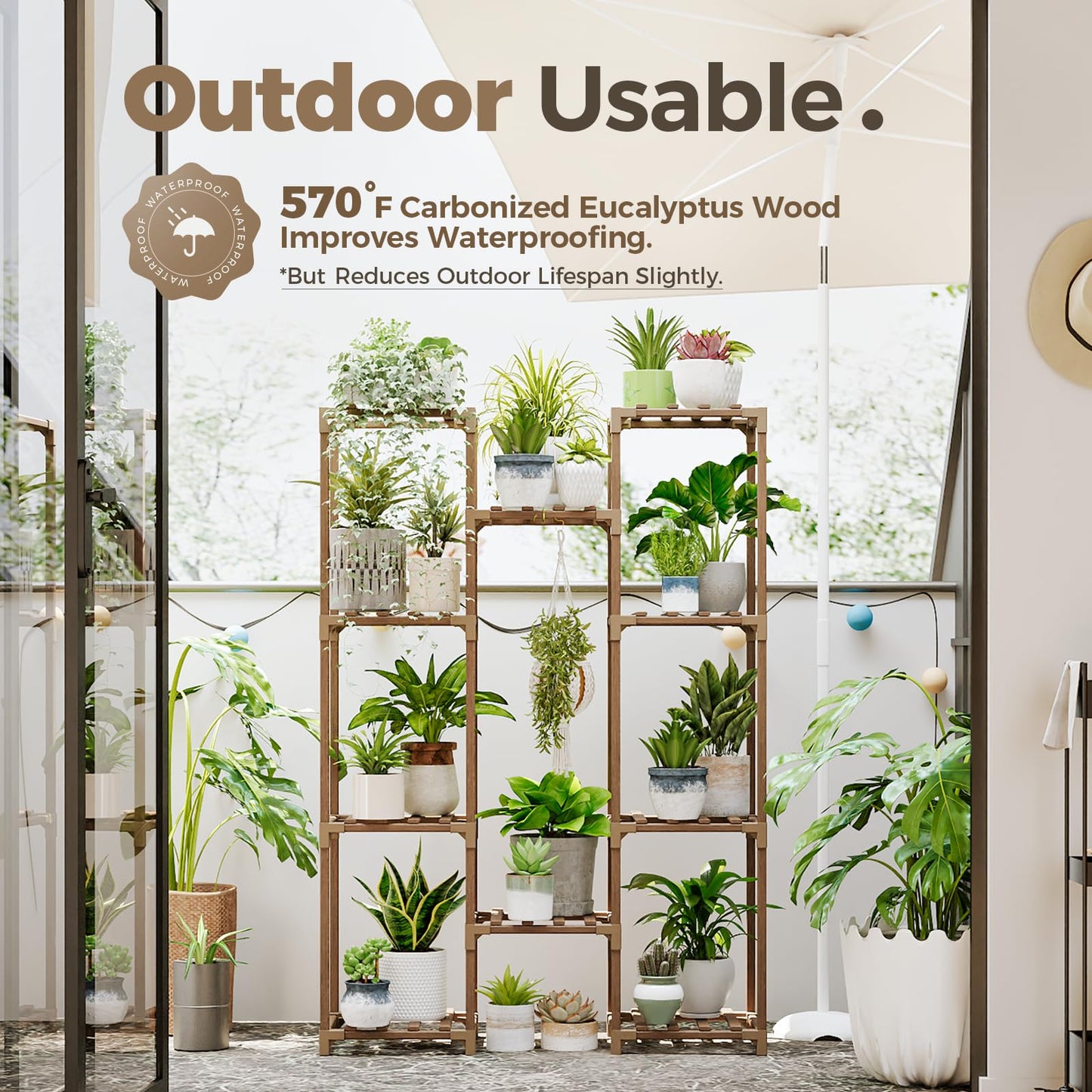 Suport plante Bamworld A-Shape lemn maro 4 niveluri 68 kg