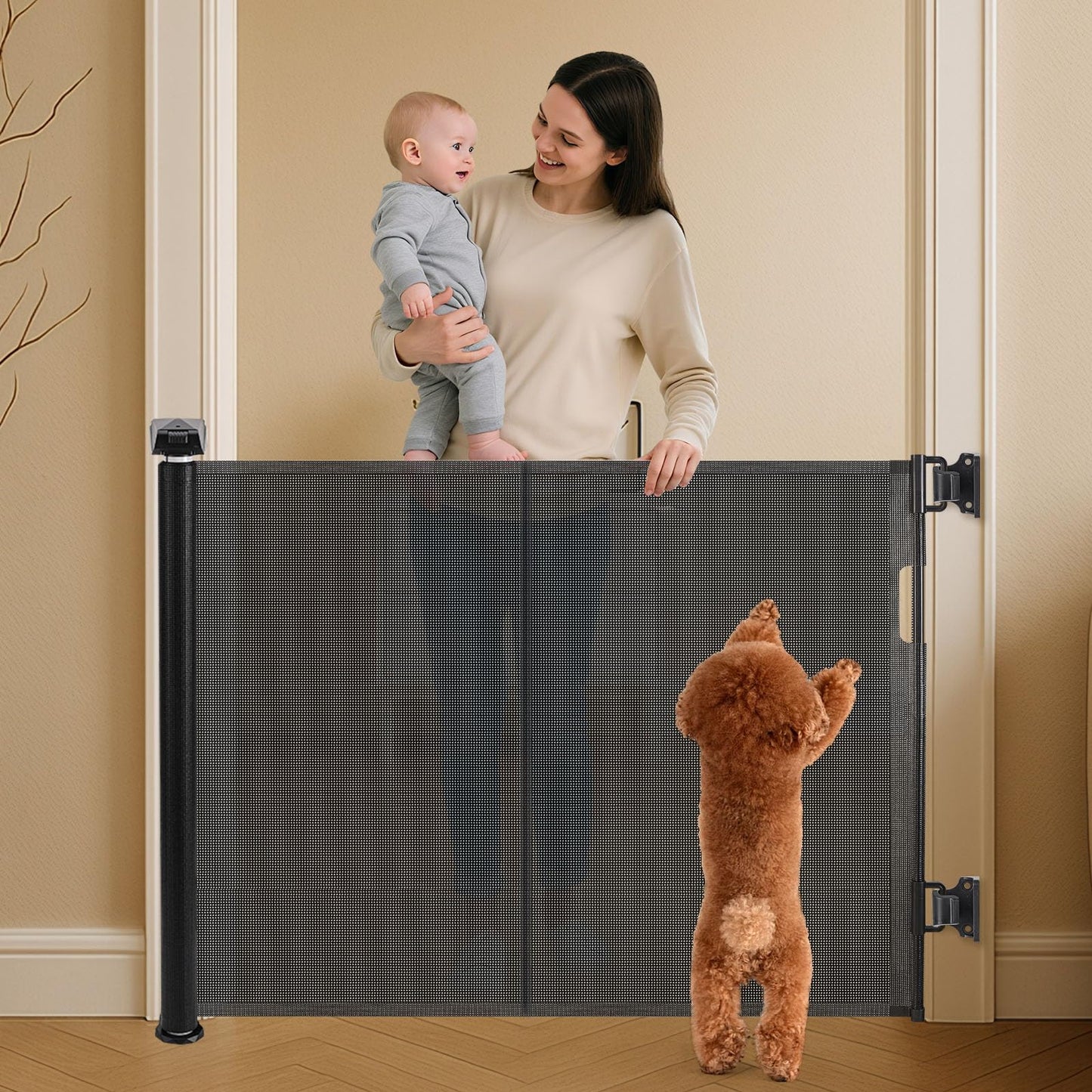 Poarta de siguranta Wodondog ML001B retractabila 150 cm alba