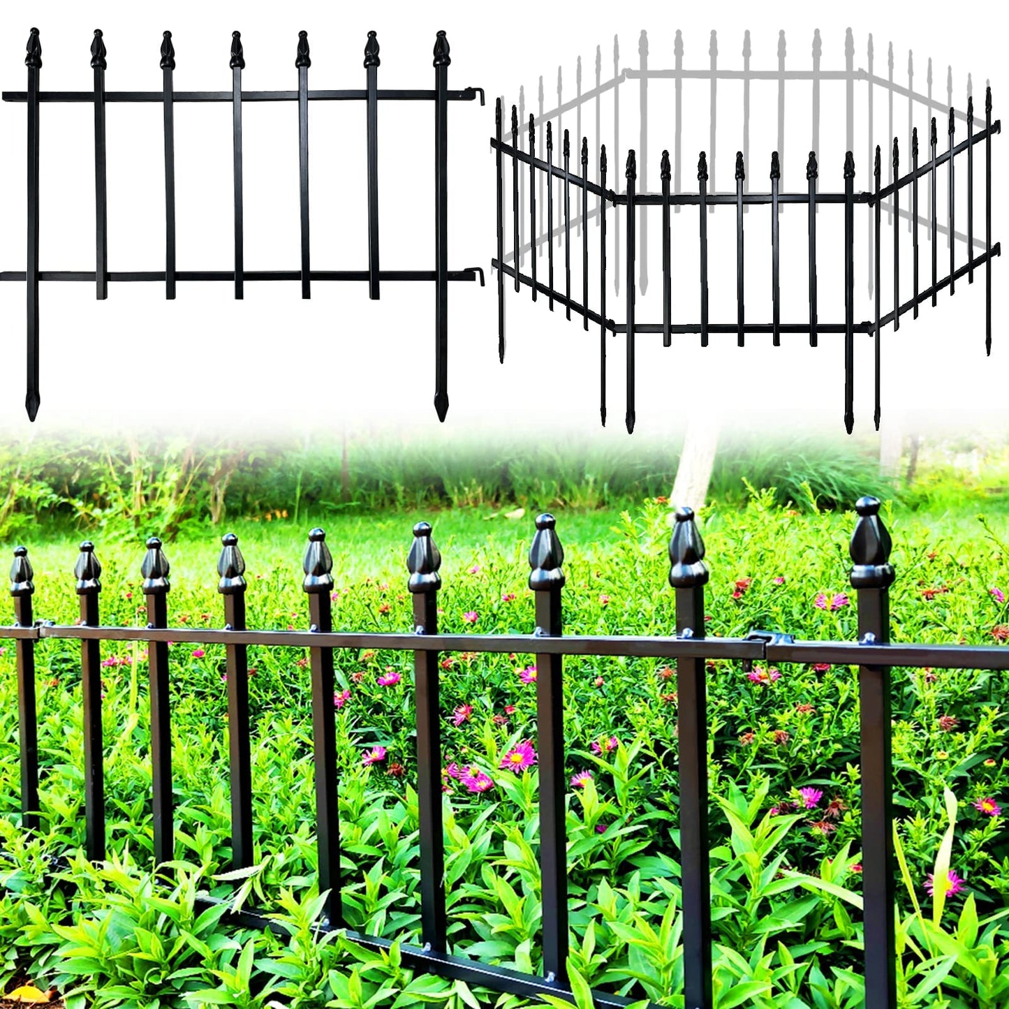 Gard decorativ Thealyn FG36-G metal negru 3.5 m fara sapare