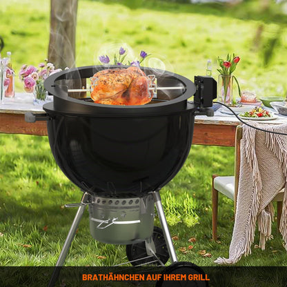 Set rotisor onlyfire pentru Weber 57 cm Kettle Grill cu motor si piatra pizza 38 cm