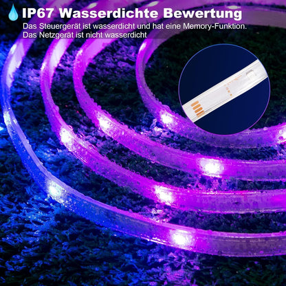 TENDIST 14 m IP67 RGB LED Strip Outdoor Waterproof Smart LED Strip Compatible with Alexa and Google Assistant, WiFi Outdoor LED Strip 24 V for Balcony, Festiva, Terrace