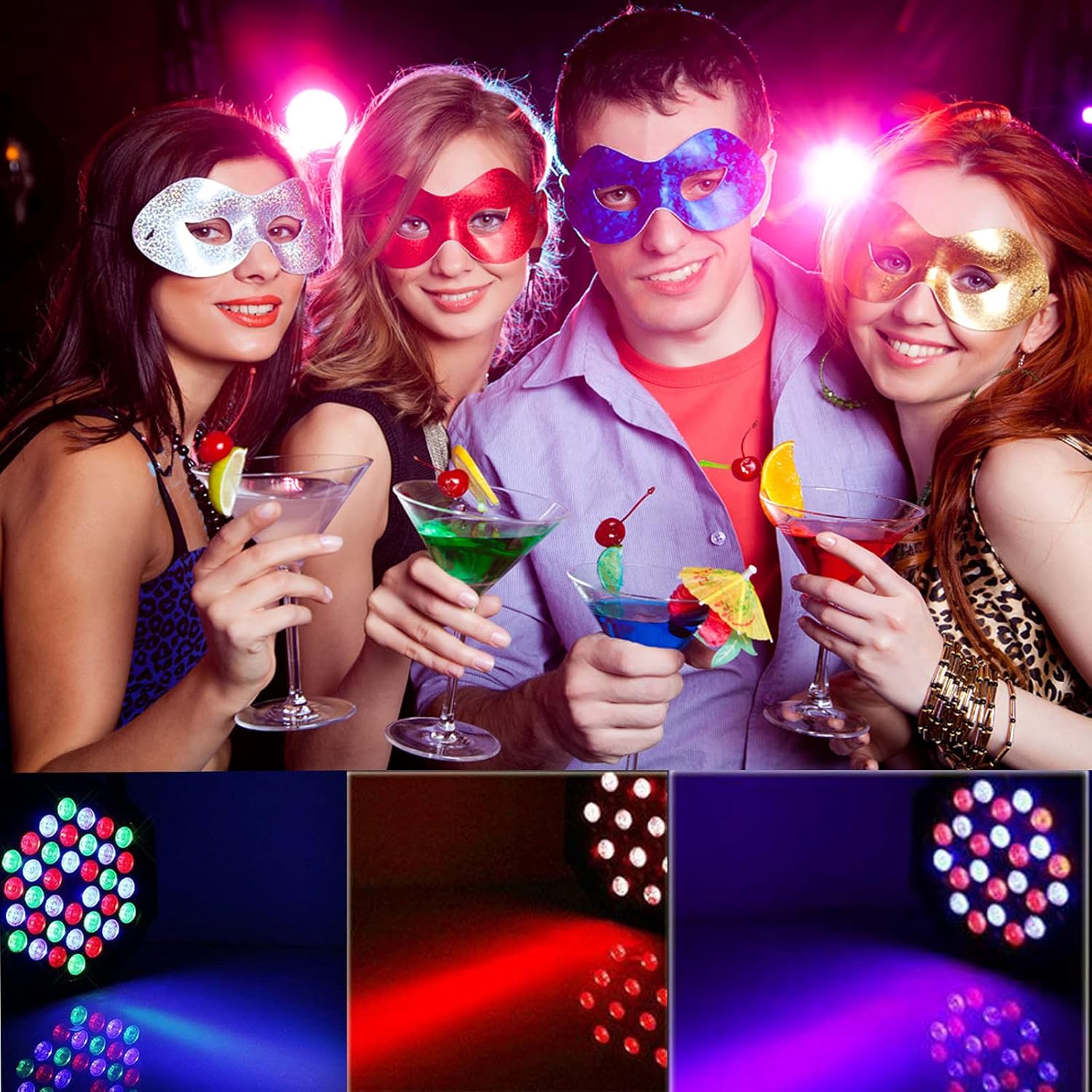 Set of 4 LED Par Spotlights, 36 LED Stage Light 36 W Disco Light Party Light RGB Digital Multiplex512 with Remote Control Headlight for KTV Stage Show DJ Party Christmas