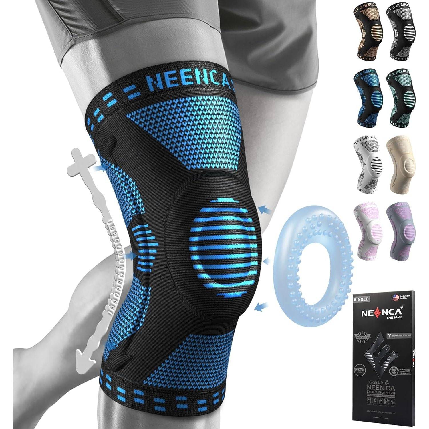 NEENCA Knee Brace for Women & Men, Medical Knee Support with Patella Pad & Side Stabilizers, Knee Compression Sleeve for Knee Pain, Meniscus Tear, ACL, Joint Pain, Runner, Workout - FSA/HSA Eligible