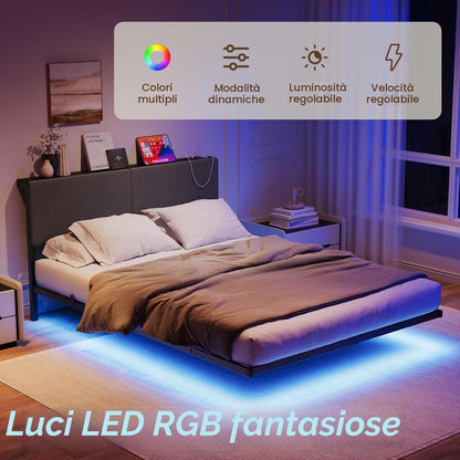 Pat HOMERECOMMEND 120 x 200 cm LED cu statie incarcare si depozitare