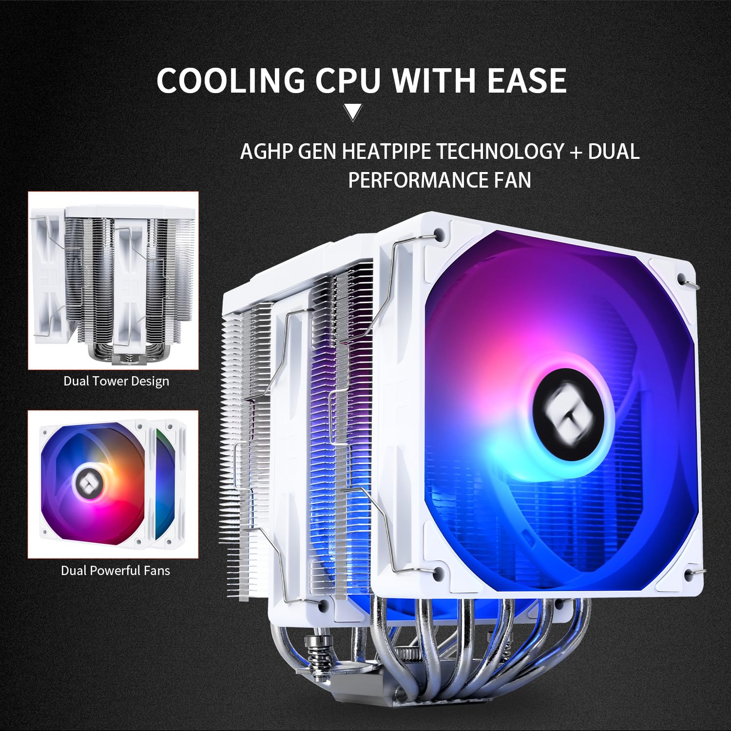 Thermalright Peerless Assassin 120 Digital ARGB White CPU Air Cooler, Digital Screen Top Cover,6 Heatpipes Computer CPU Cooler, for AM4/AM5,Intel LGA1700/1851/1150/1151/1200, PC Cooler-White ARGB