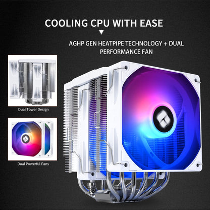 Thermalright Peerless Assassin 120 Digital ARGB White CPU Air Cooler, Digital Screen Top Cover,6 Heatpipes Computer CPU Cooler, for AM4/AM5,Intel LGA1700/1851/1150/1151/1200, PC Cooler-White ARGB