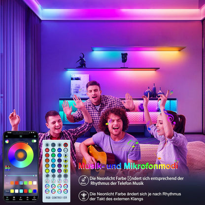 15 m RGB Neon LED Strip, Flexible Multicoloured Neon LED Strip, Control with App/Remote Control, IP67 LED Neon Rope Light for Gaming Bedroom Indoor and Outdoor Decoration