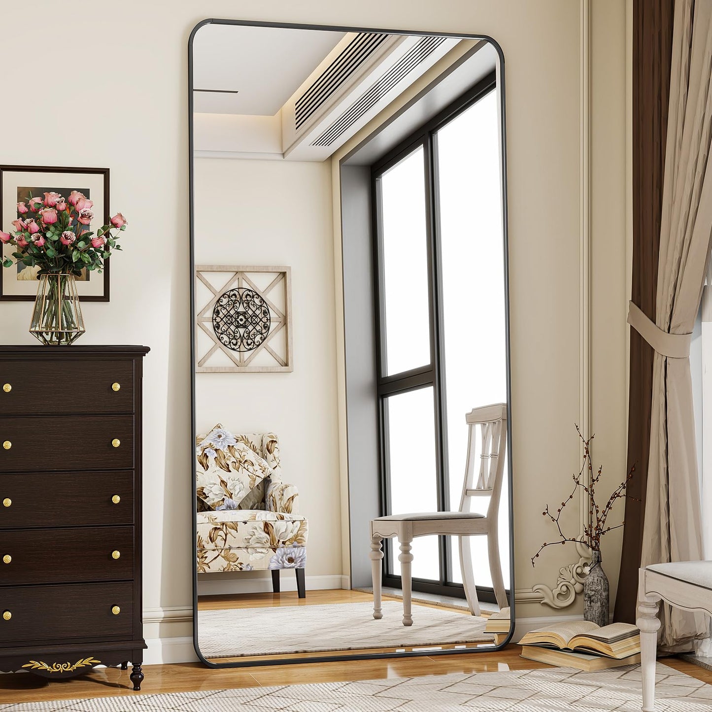 Oglinda Koonmi Full Length 52x161 cm cu rama aluminiu negru