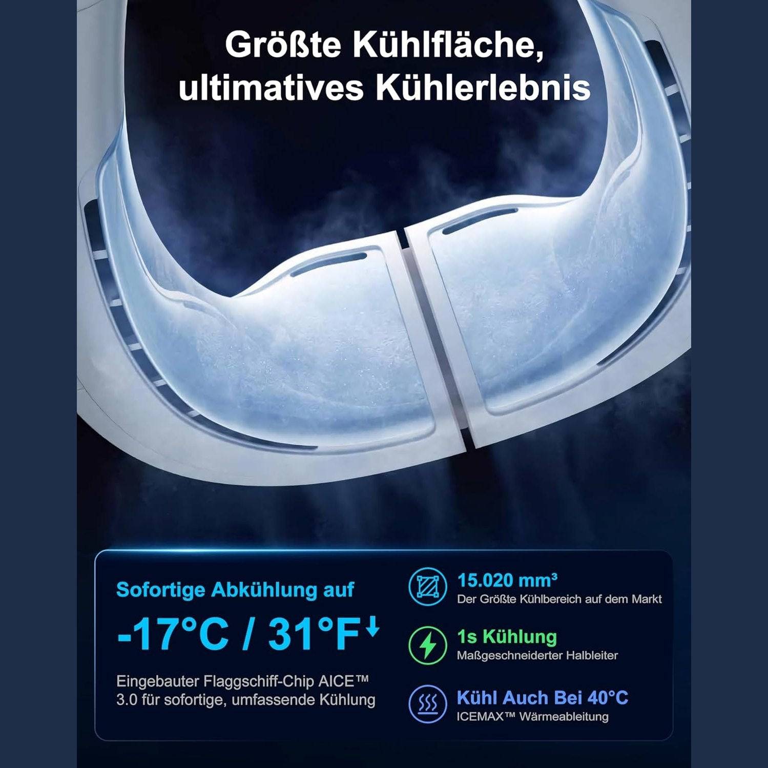 RANVOO 2024 AICE LITE AI Collar Air Conditioner: No.1 in Size, Coolness & Portability. 24H Cooling, Rechargeable, 6000mAh. Personal Cooling Device That Blows Cold Air. Ice White Gift