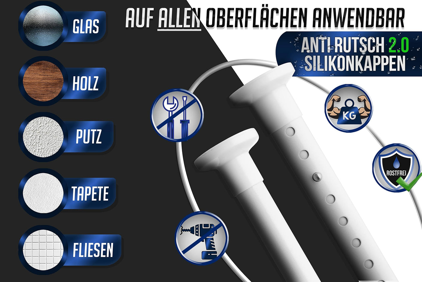 Galerie perdea MEISENBERG telescopica fara gaurire 210-260 cm alb