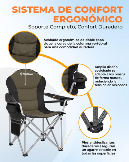 Scaun camping KingCamp Heavy Duty pliabil 250 kg suport lombar