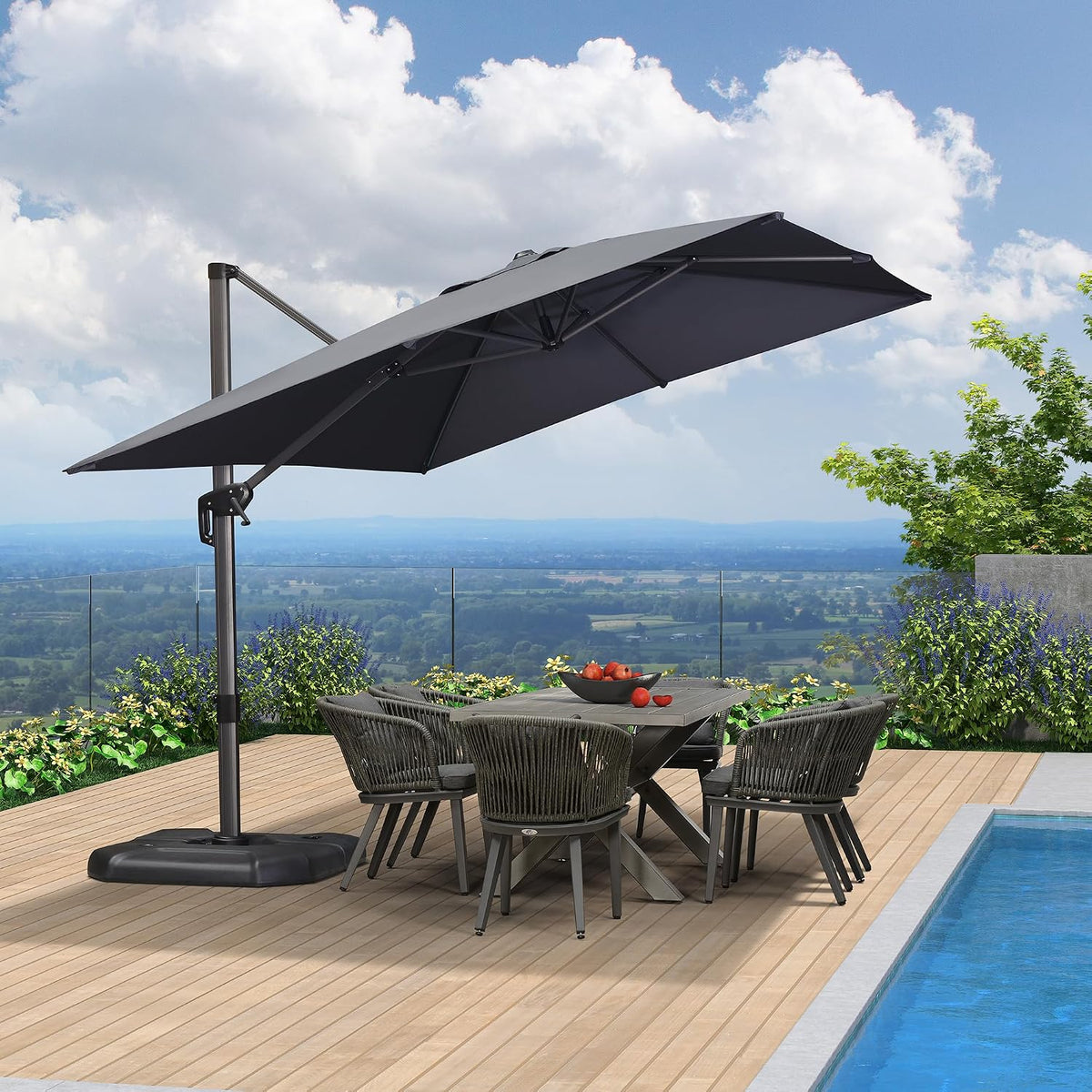 Umbrela de soare suspendata PURPLE LEAF, 270 x 350 cm, gri