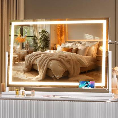 Oglinda cosmetica Hasipu 55x45 cm LED 10x, 3 temperaturi lumina