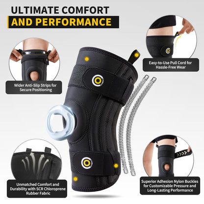 CAMBIVO Knee Brace for Women Men, Adjustable Knee Support and Compression Sleeve for Pain Relief, Meniscus Tear, Hinged Knee Brace with Side Stabilizers, Ideal for Weightlifting and Running(1 Pack)