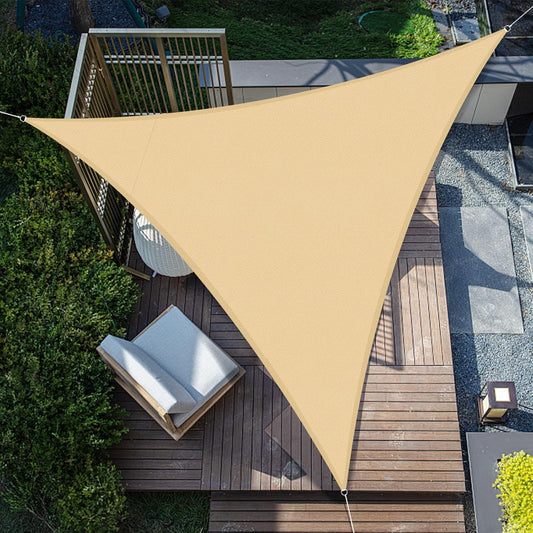SUNNY GUARD Sun Shade Sail Triangle 4x4x4m Waterproof UV Block for Garden Outdoor Patio - Sand