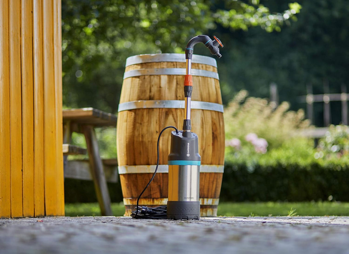 Pompa submersibila Gardena pentru butoi de ploaie 4700/2 Inox Automatic, pana la 4700 l/h, cu cablu si automatizare