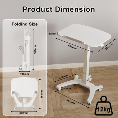 Birou ergonomic compact BONTEC MWS05 Inaltare Reglabila 65x50cm cu Rotile