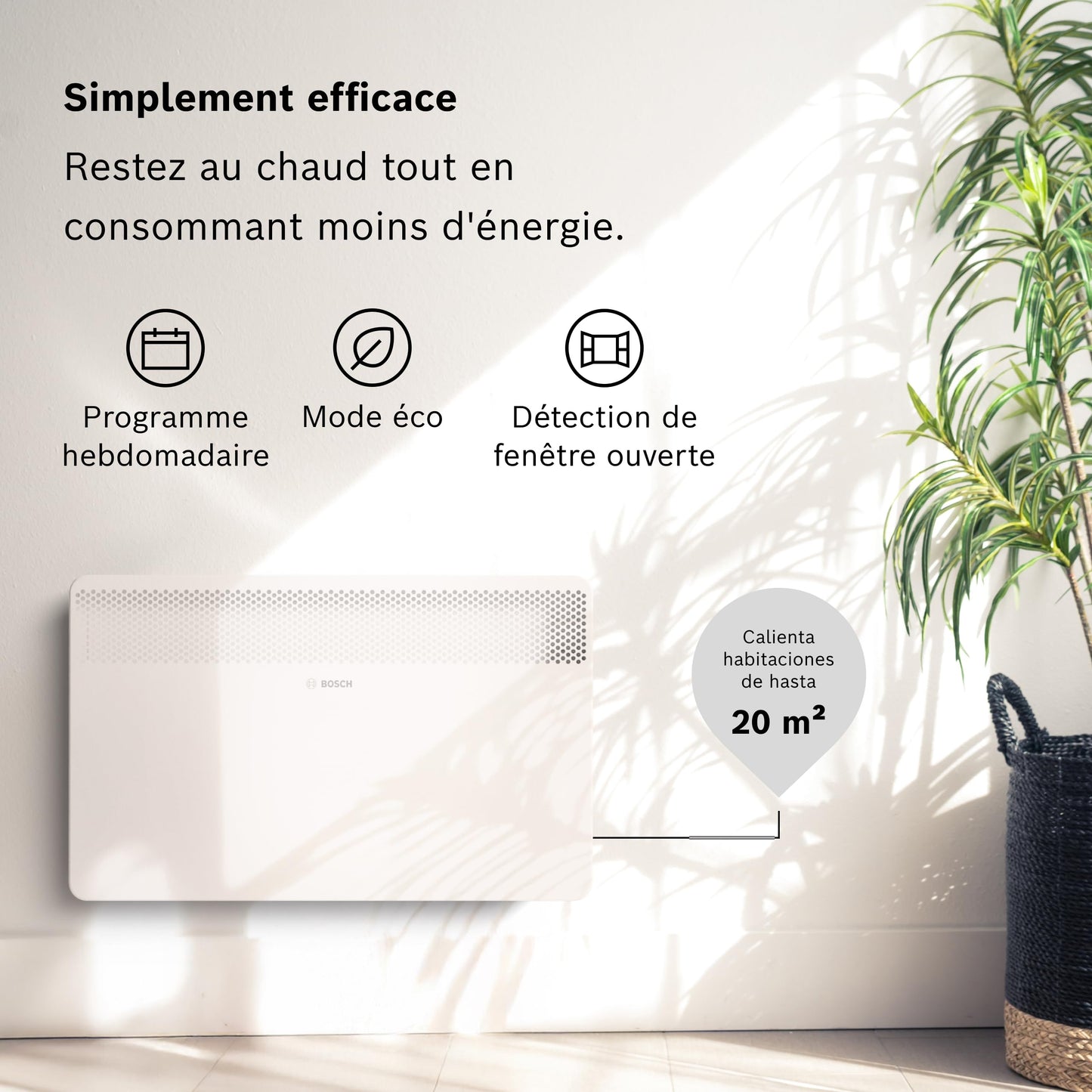 Convector incalzitor electric Bosch Heat Convector 4000-20 2000 W pentru 20 m