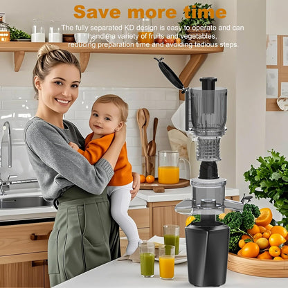 Fyenkfar Juicer Vegetable and Fruit Test Winner - Slow Juicer for More Vitamin and Enzymes, Fruit and Vegetables in Their Purest Form - for Healthy Eating and Family Celebrations (Black)