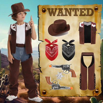 Mrsclaus cowboy costume kids costume luxury western costume with accessories cowboy vest hat bandana birthday