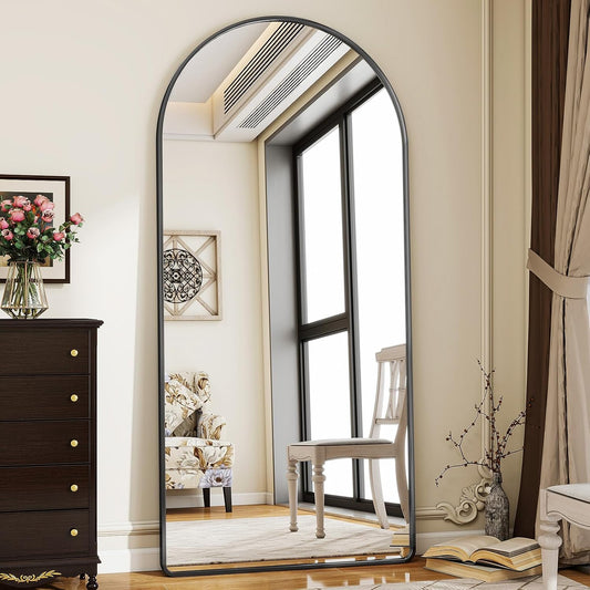 Oglinda de podea Koonmi cu arc, 171 x 76 cm, neagra