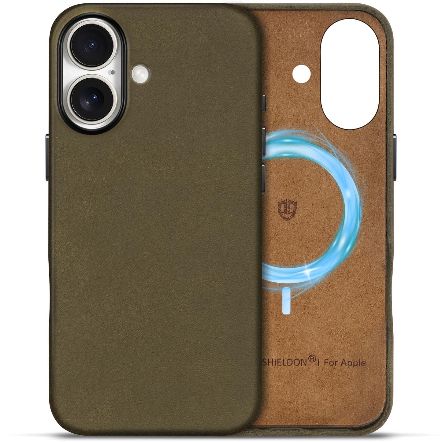 SHIELDON Case for iPhone 16 Pro 6.3" 2024, Genuine Leather, Magnetic Wireless Charging, Slim Fit, Non-Slip, Metal Button, Shockproof Protective Case Compatible with iPhone 16 Pro - Nappa Saddle Brown