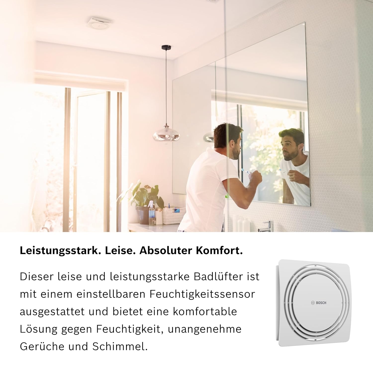 Bosch Quiet Bathroom Fan 1900 DH W125 - Bathroom Fan with Humidity Sensor