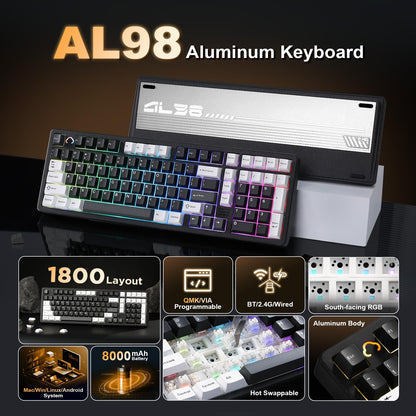 Tastatura YUNZII AL98 Wireless Mechanical RGB 8000mAh QMKVIA