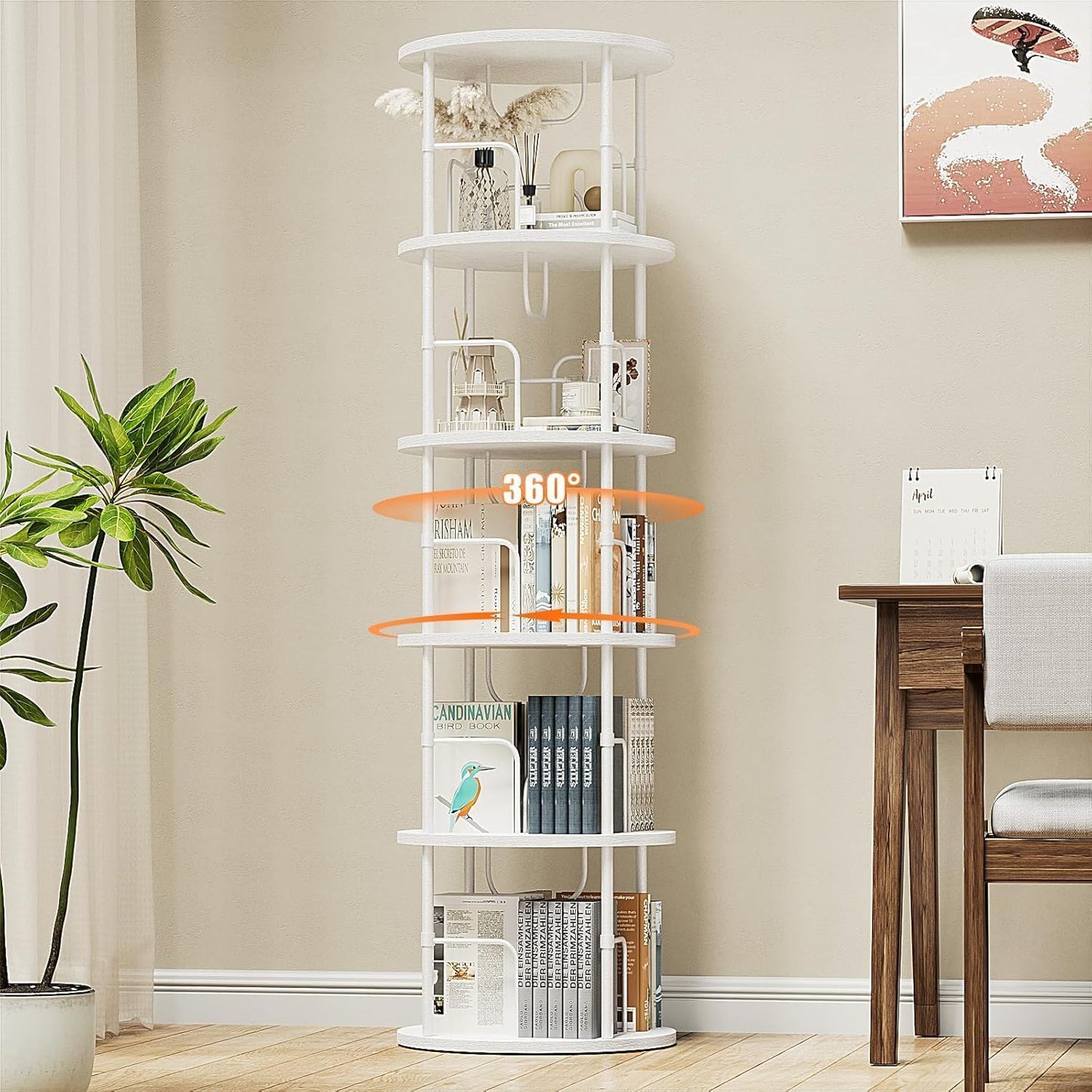 Biblioteca rotativa Generisch 6 niveluri 45x45x193 cm neagra
