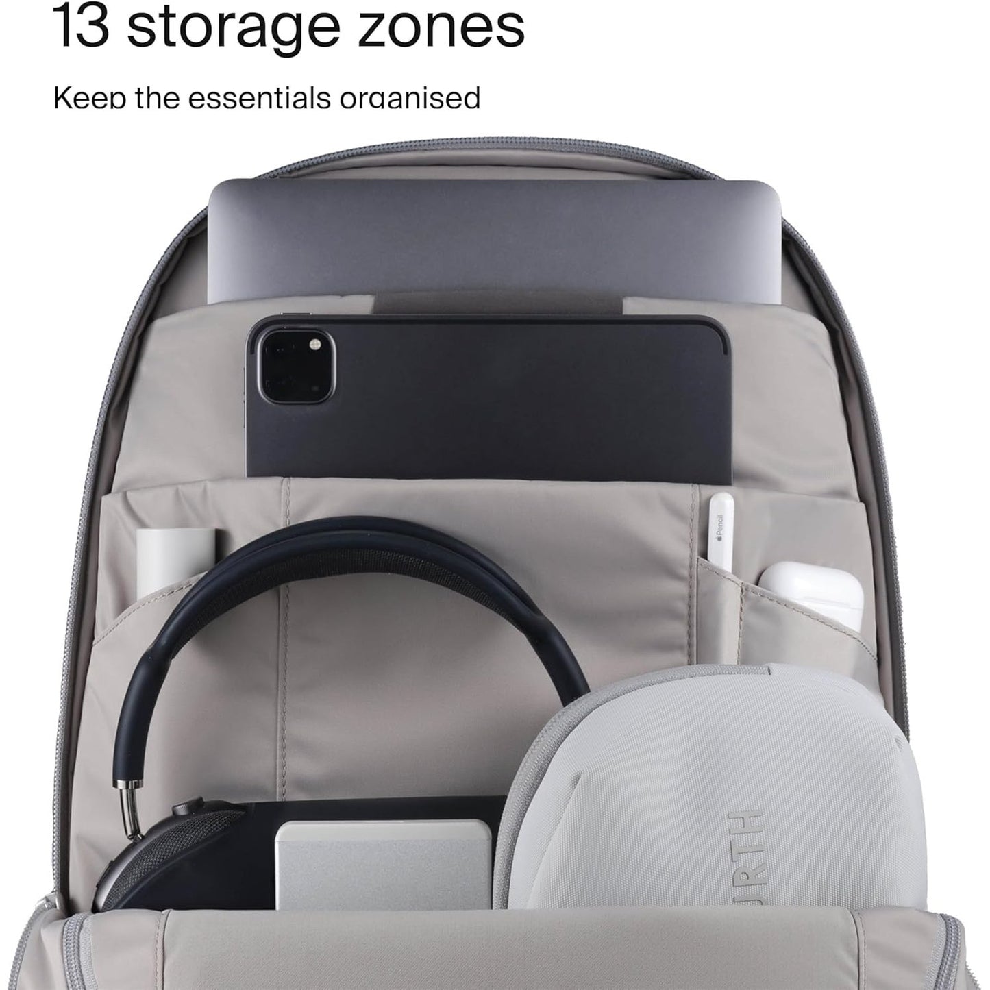 Urth Norite 24L Modular Camera & Laptop Travel Backpack — Water Resistant, Anti-Theft, Recycled Bag for DSLR, 13-16 Inch Laptop in Ash Grey