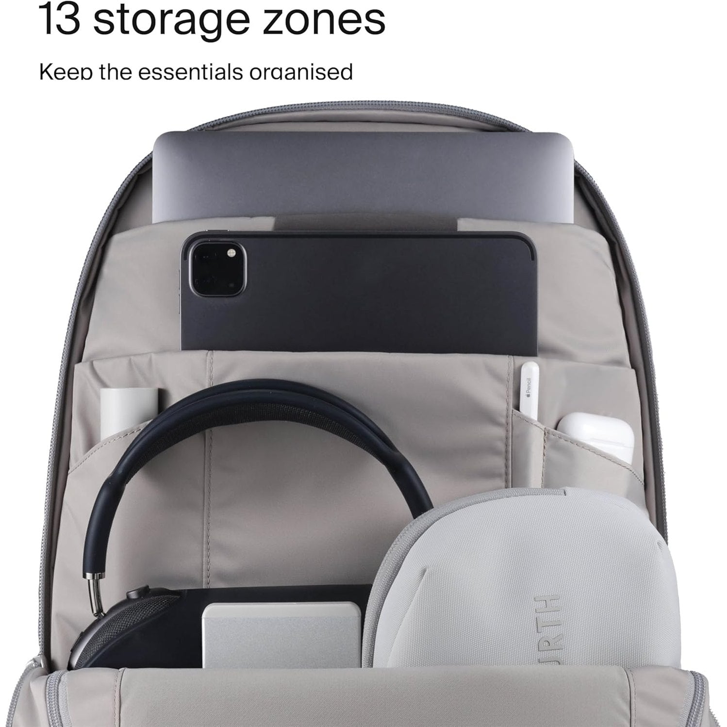 Urth Norite 24L Modular Camera & Laptop Travel Backpack — Water Resistant, Anti-Theft, Recycled Bag for DSLR, 13-16 Inch Laptop in Ash Grey