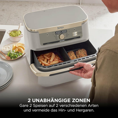 Friteuza cu aer cald Ninja Foodi FlexDrawer Dual Zone, 10.4 L, Stone-gold