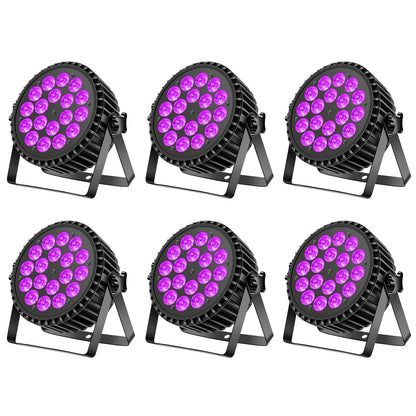 200 W 18 LED Par UV + RGB Stage Light Spotlight, DMX512 Disco Light, Party Light, 8CH Par Spotlight, Strobe/Sound/Active Mode Lighting DJ Light Effect for Show Bar Party Music Festival Halloween