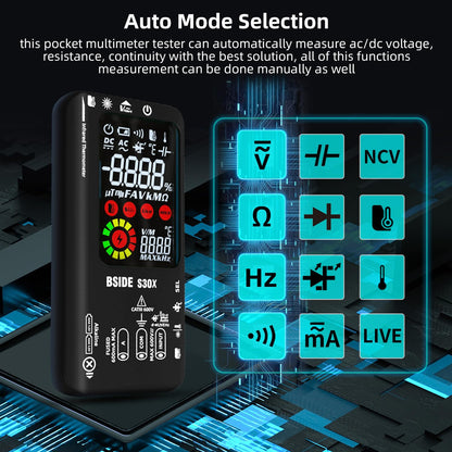 BSIDE Smart Digital Multimeter with IR Thermometer 12:1 High Voltage Diode Tester 9999 Counts Dual Powered Electrical Tester Multifunction Voltage Capacitance Meter for HVAC LED Automotive Electronic
