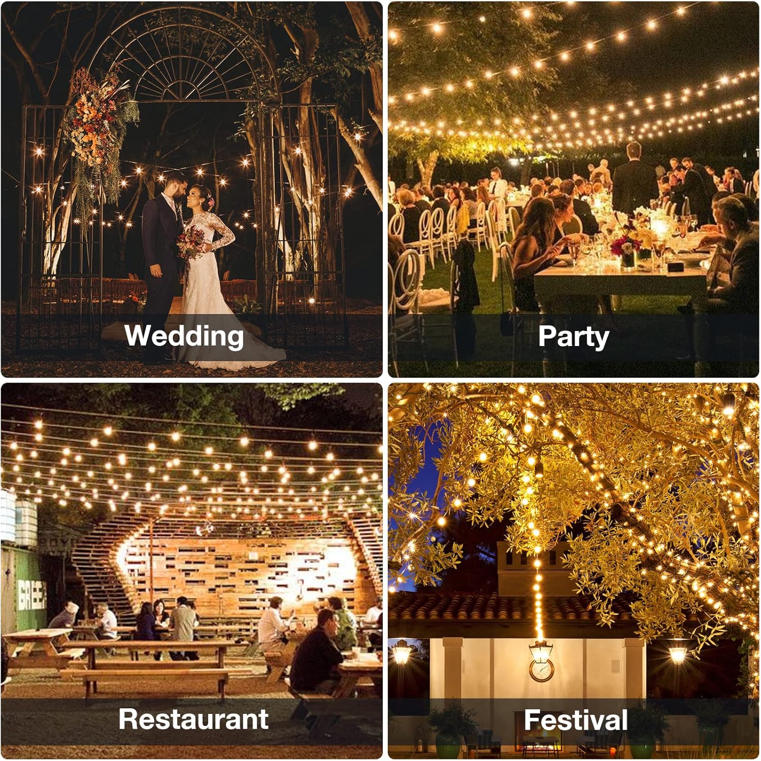 GPATIO LED Outdoor Fairy Lights, 45 m, Power, 75 + 2 Bulbs, Warm White G40 Plastic Bulbs, IP45 Waterproof, Indoor/Outdoor Fairy Lights for Garden, Patio, Weddings, Parties
