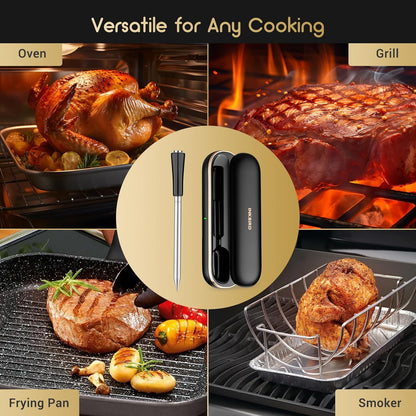 INKBIRD INT-11P-B Wireless Meat Thermometer 91m/300ft Range, Bluetooth Meat Thermometer Probe for Air Fryers Cooking, with Smart APP for Oven Grill Kitchen BBQ Smoker