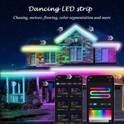 Lichaser 40m RGB+IC Outdoor LED Strip Wasserdicht DIY, Verfolgen, Segmentieren von LED-Streifen mit BT App und RF Fernbedienung für den Außenbereich