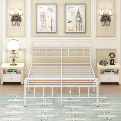Pat metal EMODA 180x200 cm stil Victorian alb, cadru silentios