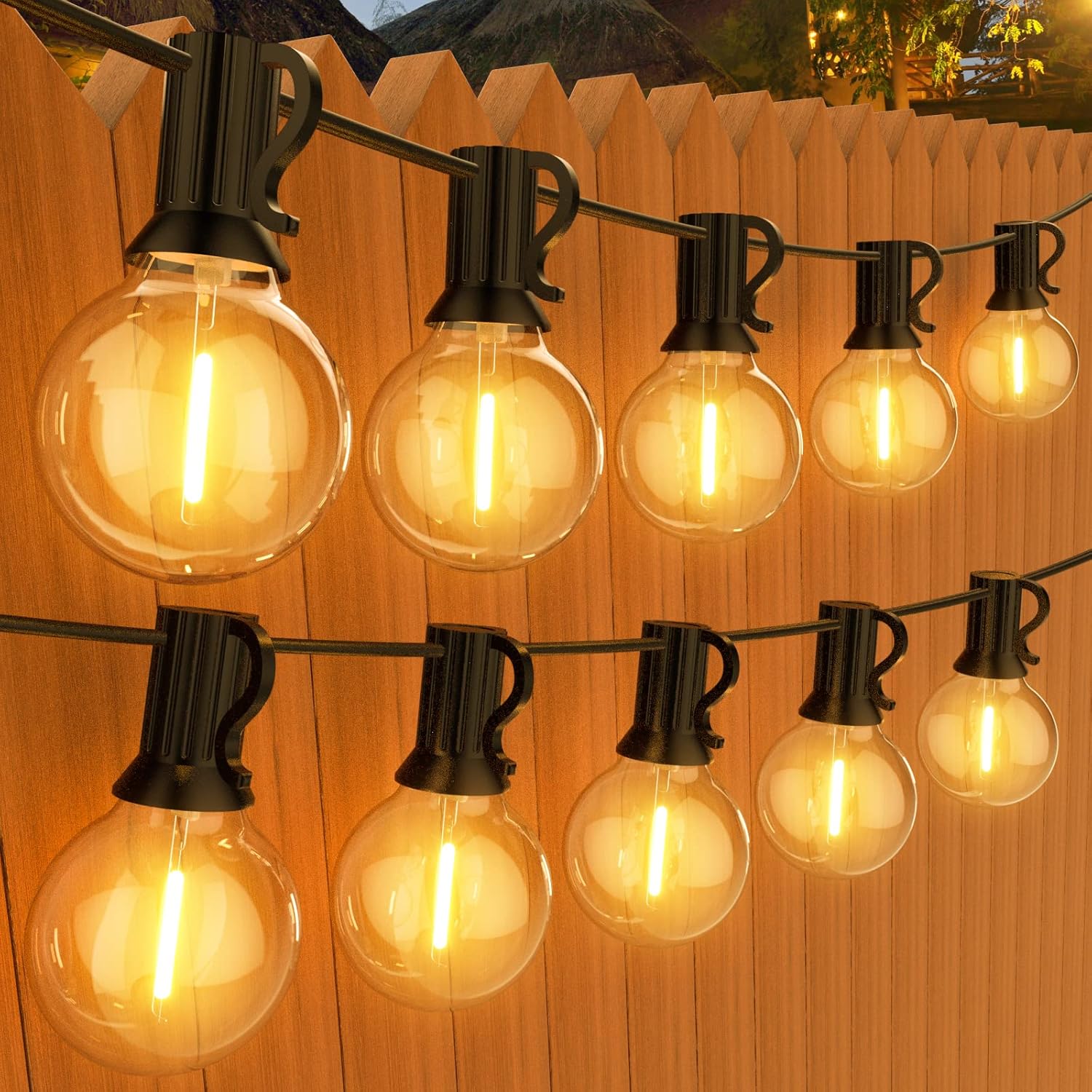 GPATIO LED Outdoor Fairy Lights, 45 m, Power, 75 + 2 Bulbs, Warm White G40 Plastic Bulbs, IP45 Waterproof, Indoor/Outdoor Fairy Lights for Garden, Patio, Weddings, Parties