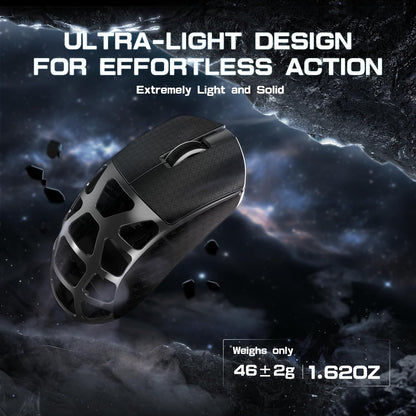 ATTACK SHARK R3PRO 46g Superlight Magnesium Alloy Mouse, 8000Hz Wireless Polling Rate, 26000 DPI, 2.4G/BT/Wired Gaming Mouse, PixArt PAW3395 Sensor G502, with Coiled Cable, PC/Mac, Grey