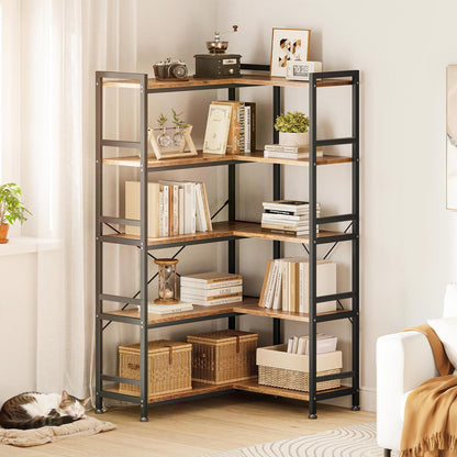 Biblioteca Coleshome 5-Tier L Shape Brown 5 rafturi vintage