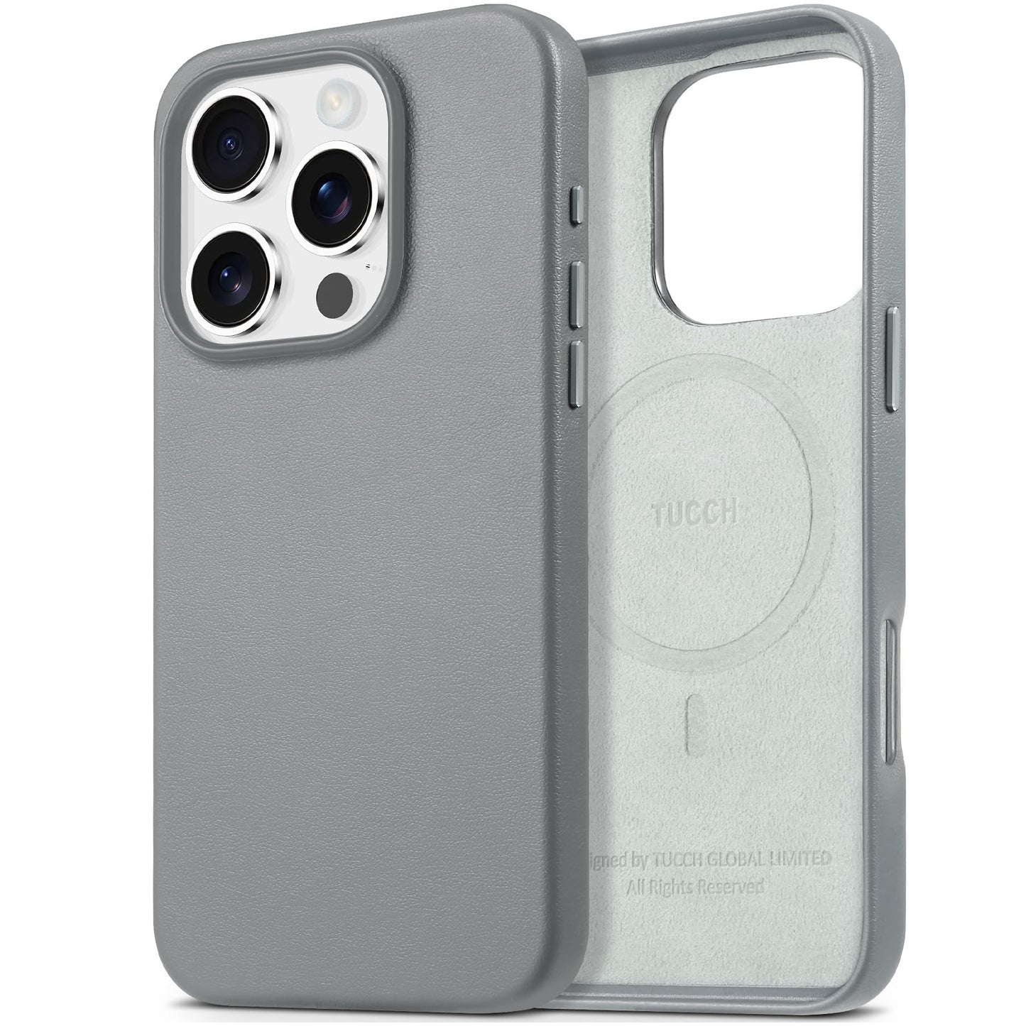 TUCCH Case for iPhone 16, [Magnetic Wireless Charging] Anti-Slip PU Leather Shockproof Phone Case, Slim Anti-Fingerprint Lightweight Protective Back Cover Compatible with iPhone 16 6.1" 2024, Black