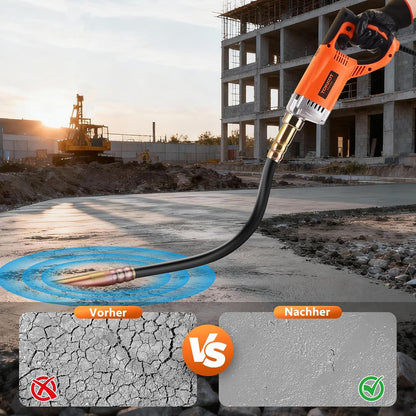 Vibrator electric TOKKOT pentru beton, 1300 W, tija de cupru 1,5 m