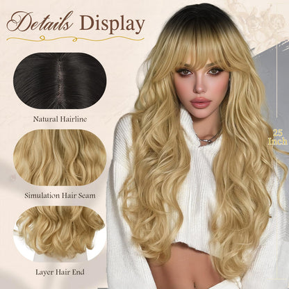 Peruca Sofeiyan Wavy Long Ombre Blonde 60 cm rezistenta la caldura